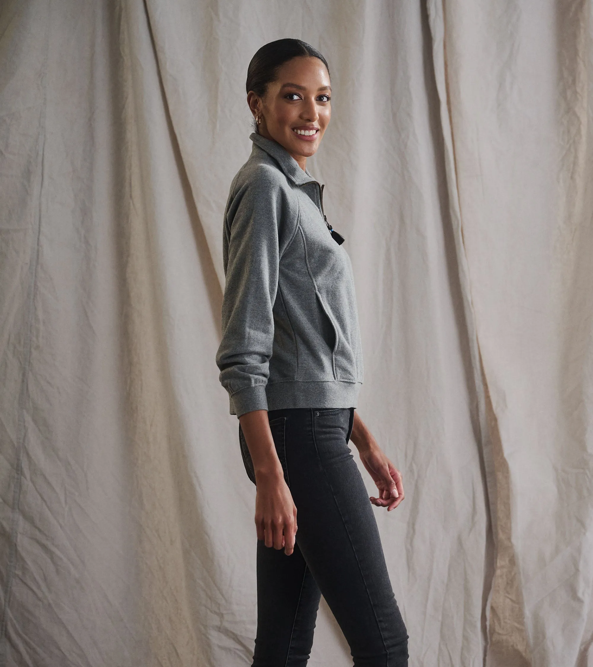 Mock Neck Pullover - Charcoal Heather -Hatley
