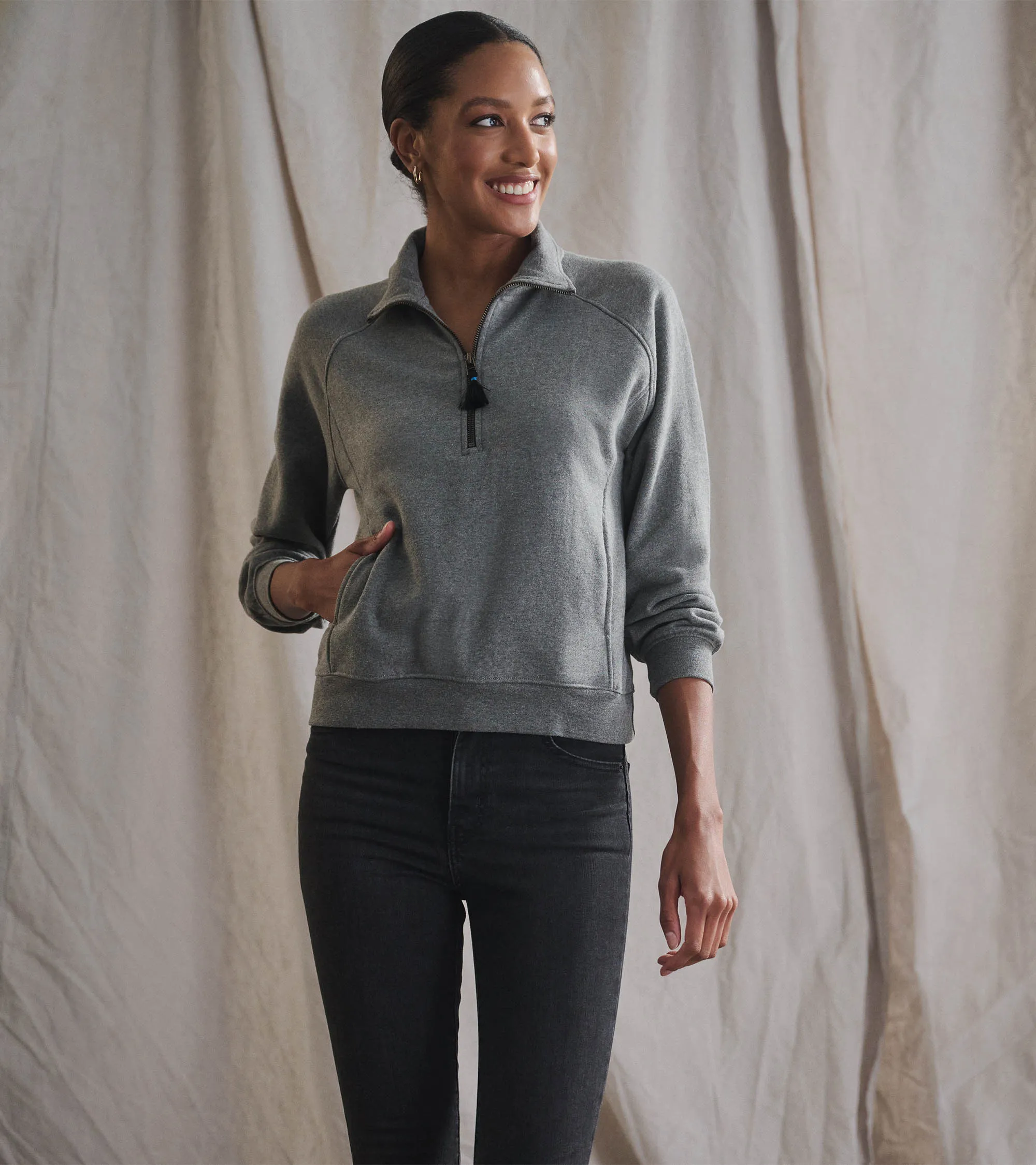 Mock Neck Pullover - Charcoal Heather -Hatley