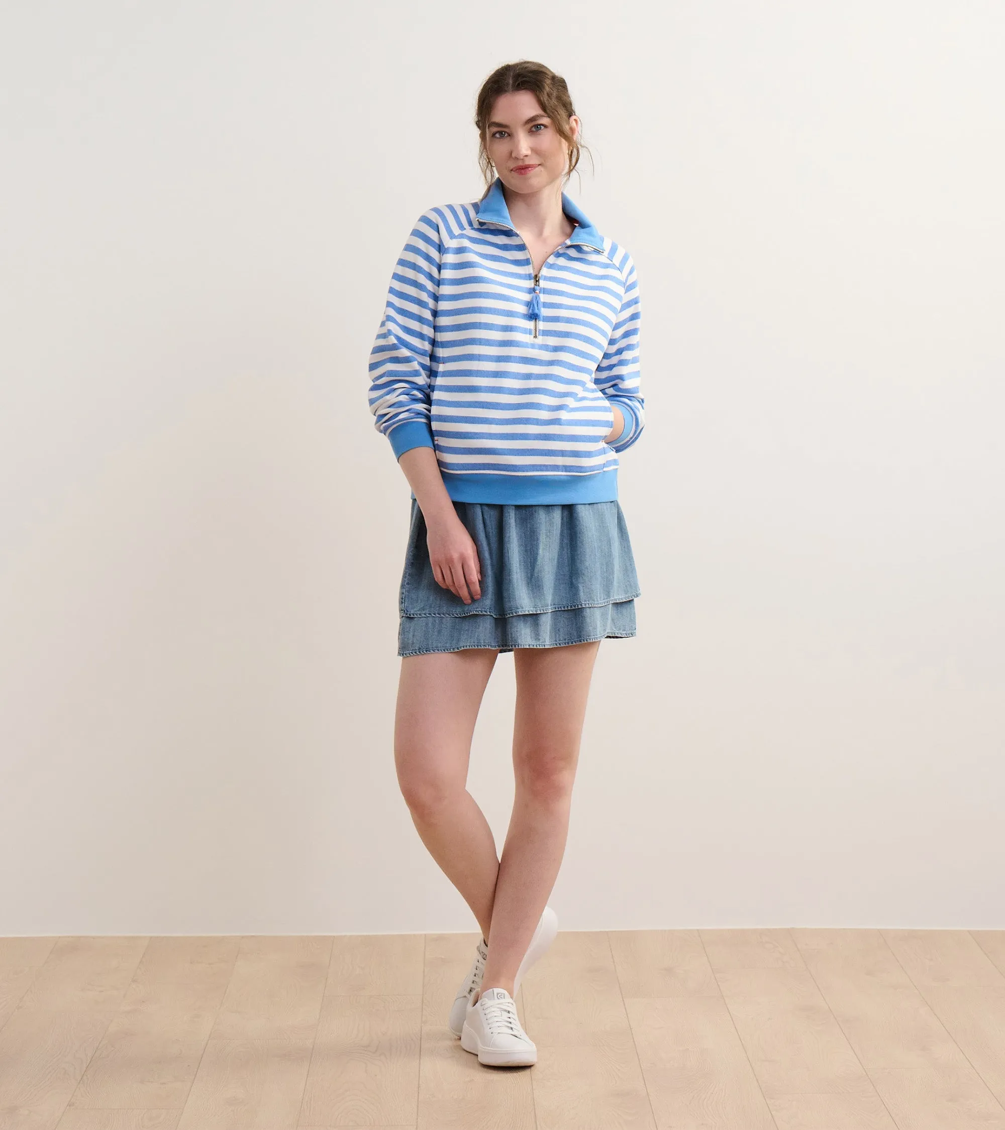 Mock Neck Pullover - Marina Stripes -Hatley