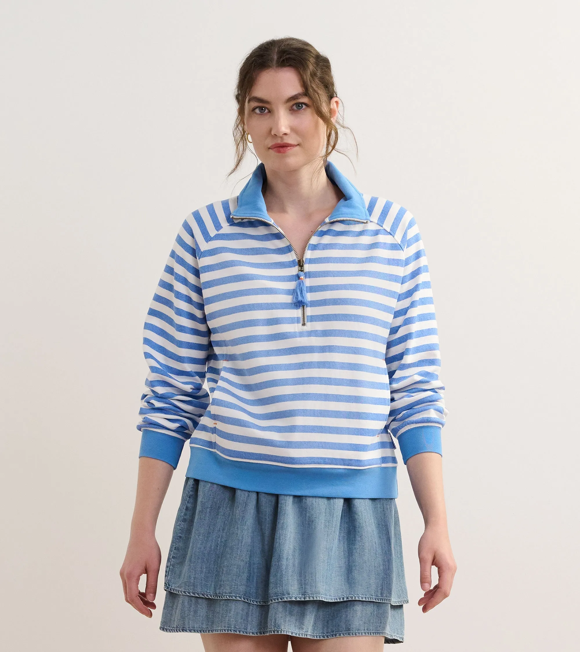 Mock Neck Pullover - Marina Stripes -Hatley