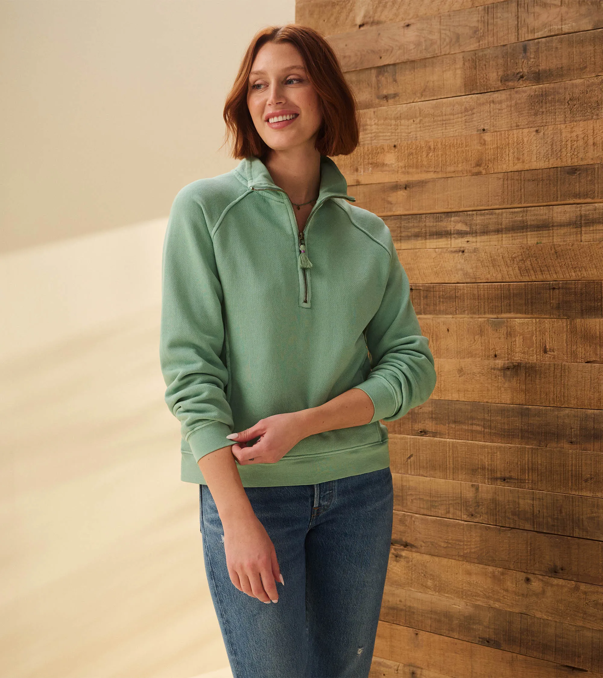Mock Neck Pullover - Sage Green -Hatley