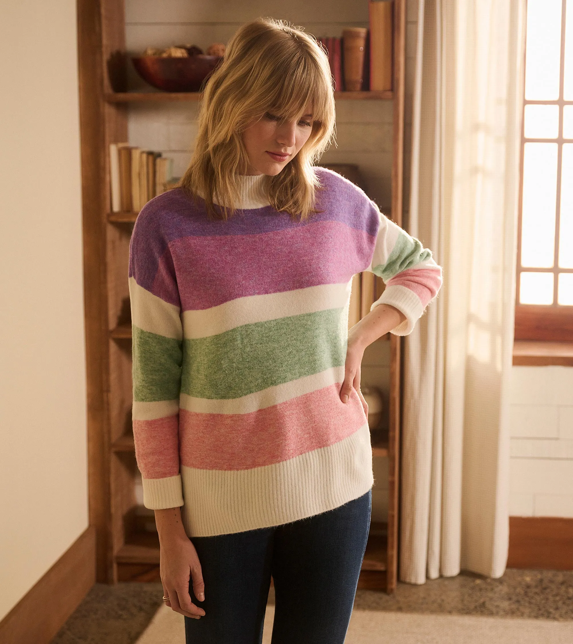 Mock Neck Tunic - Sunrise Colour Block -Hatley
