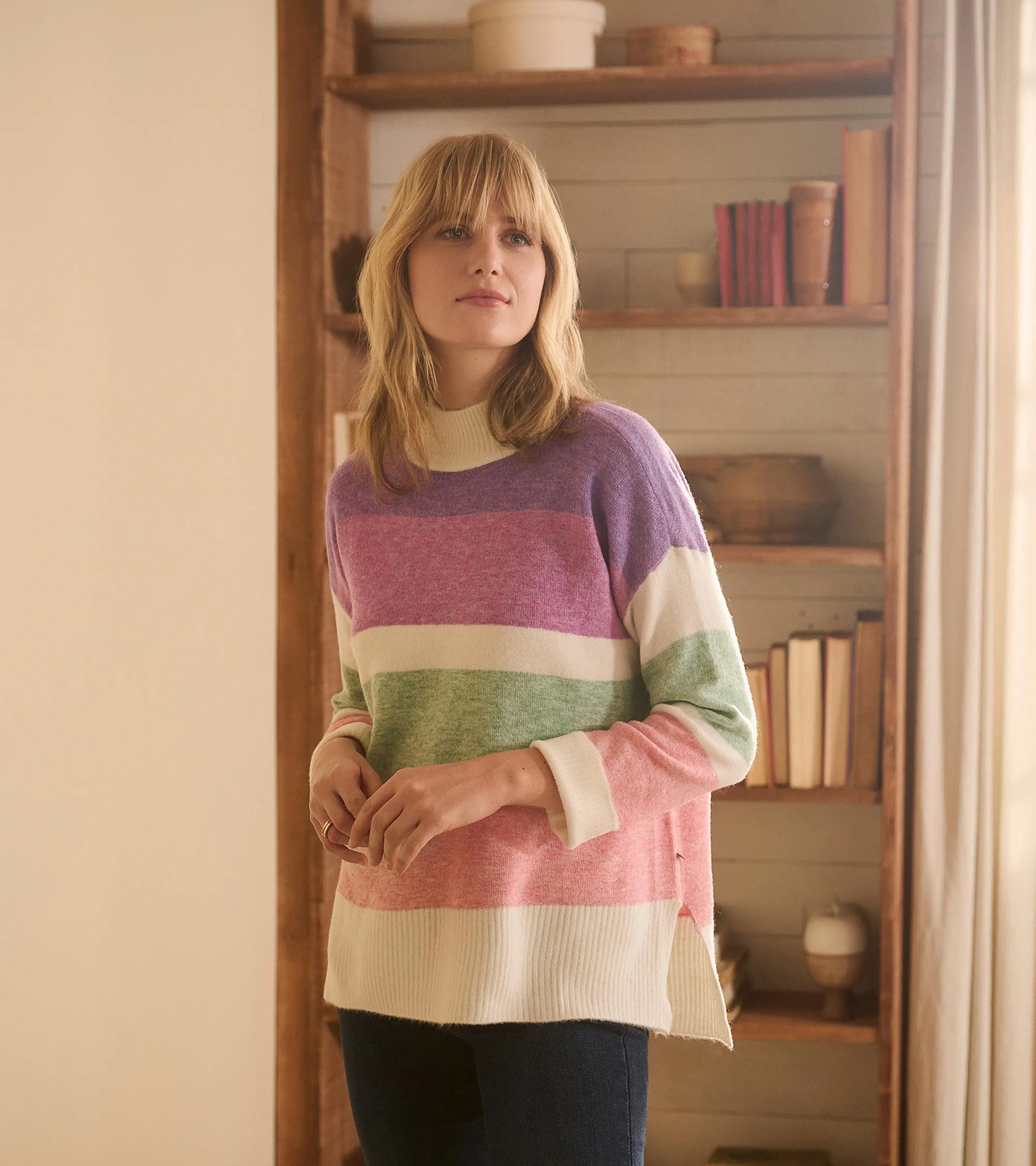 Mock Neck Tunic - Sunrise Colour Block -Hatley