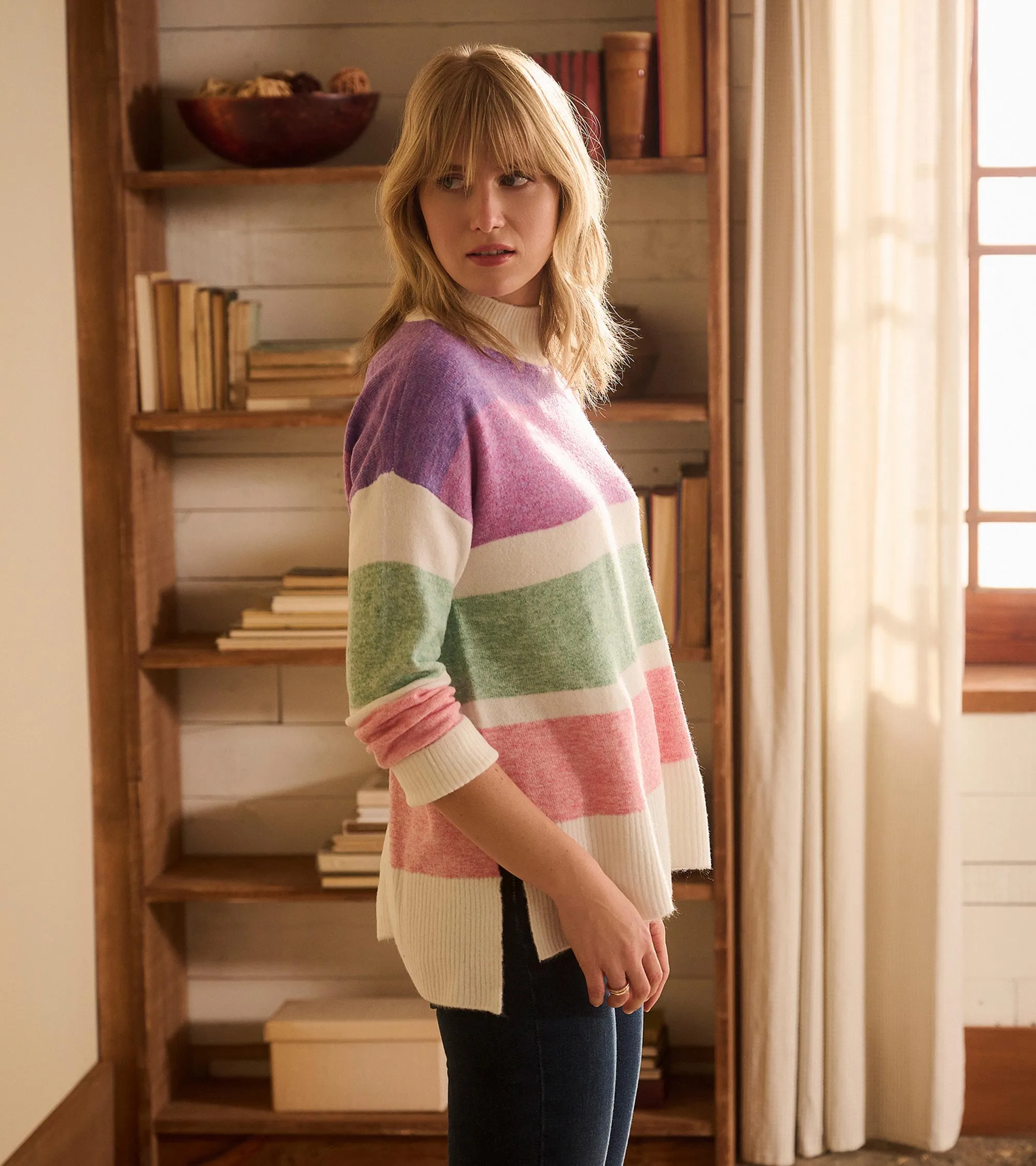 Mock Neck Tunic - Sunrise Colour Block -Hatley