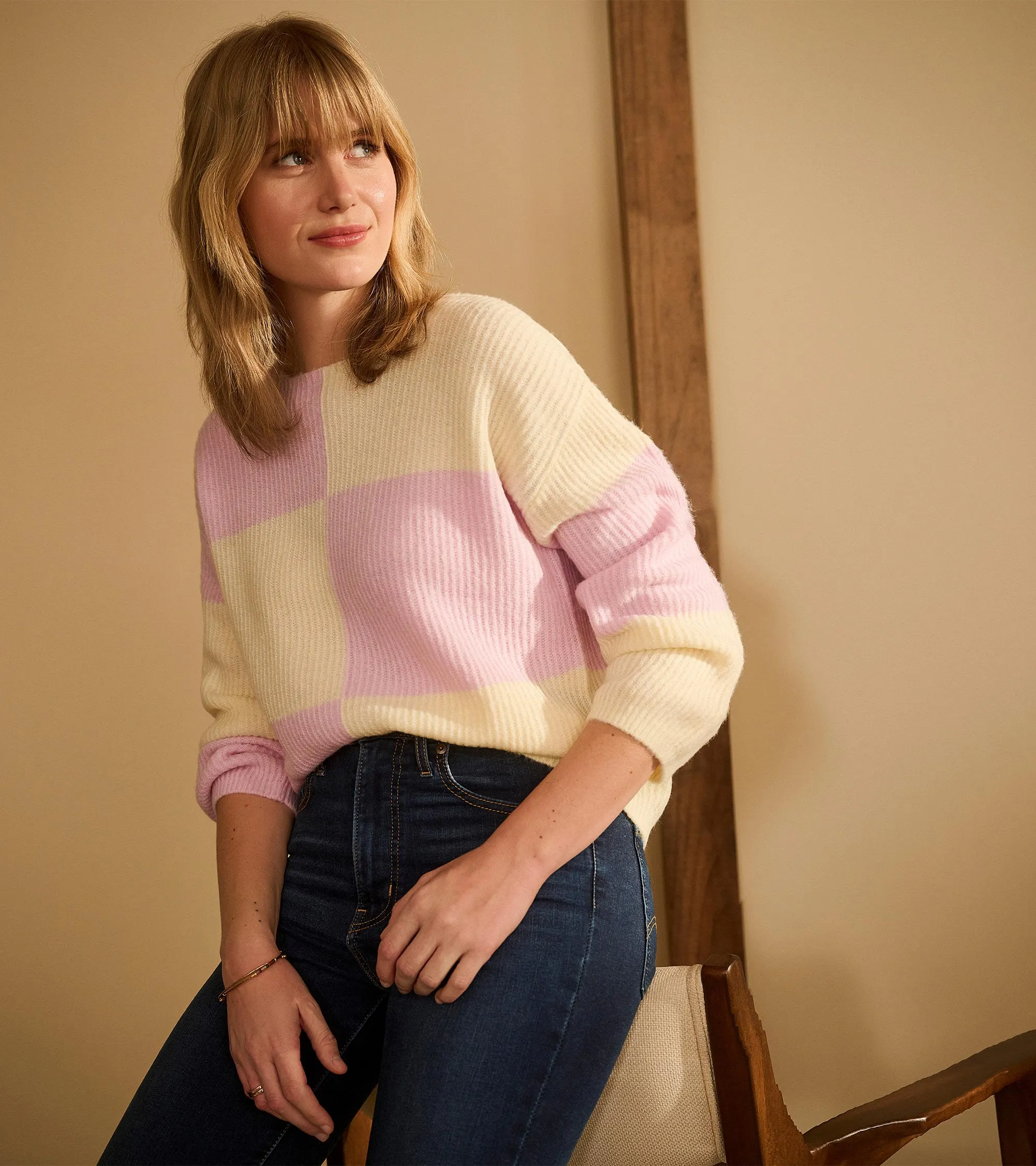 Monroe Sweater - Pink Blocks -Hatley