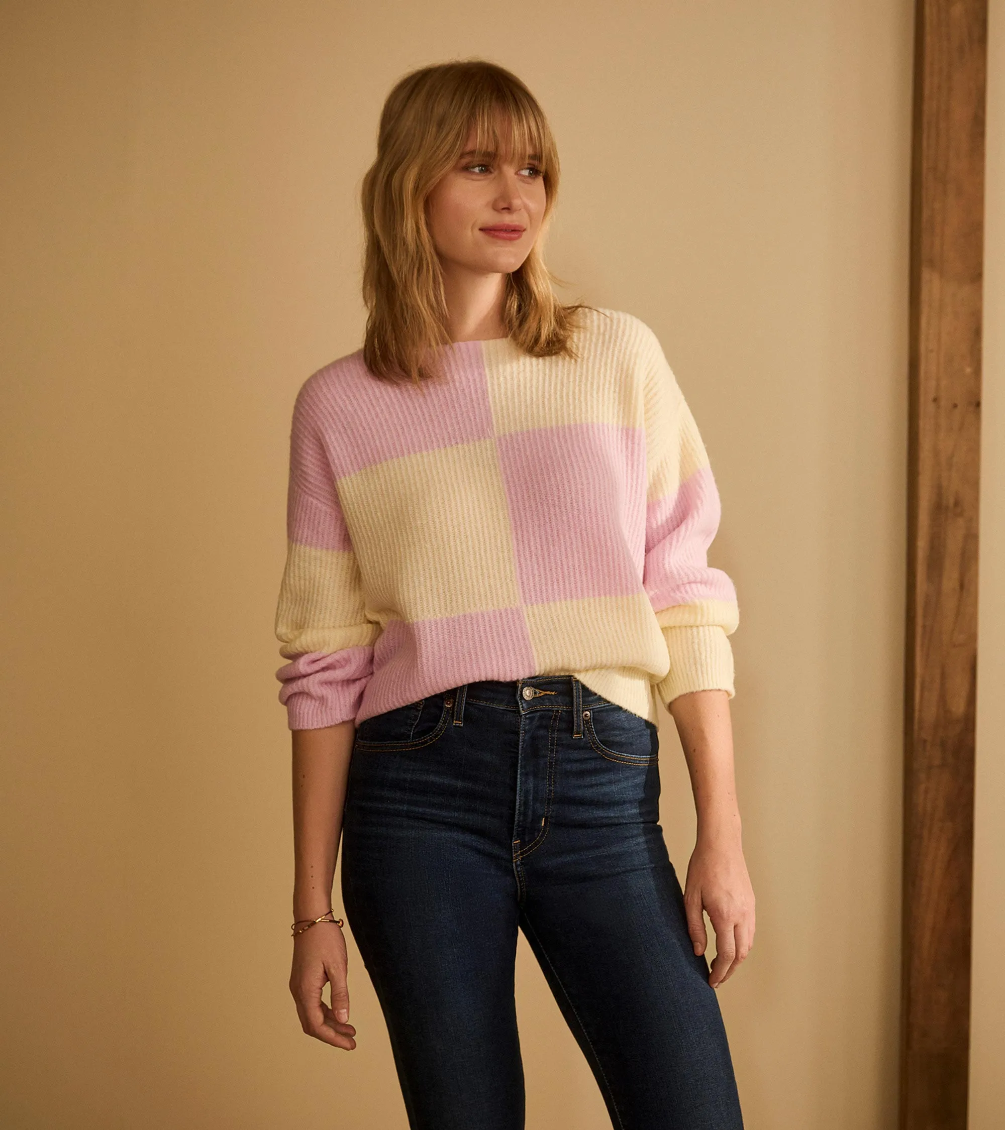 Monroe Sweater - Pink Blocks -Hatley