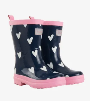 Navy & White Hearts Boots -Hatley