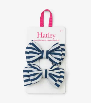 Navy Stripe Bows Hair Clips -Hatley