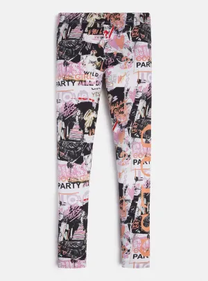 Newspaper Print Logo Leggings (7-16) Guess