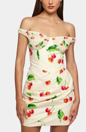 Off Shoulder Pleated Mini Dress
