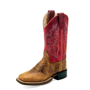 Old West Kid's Tan & Red Western Boots