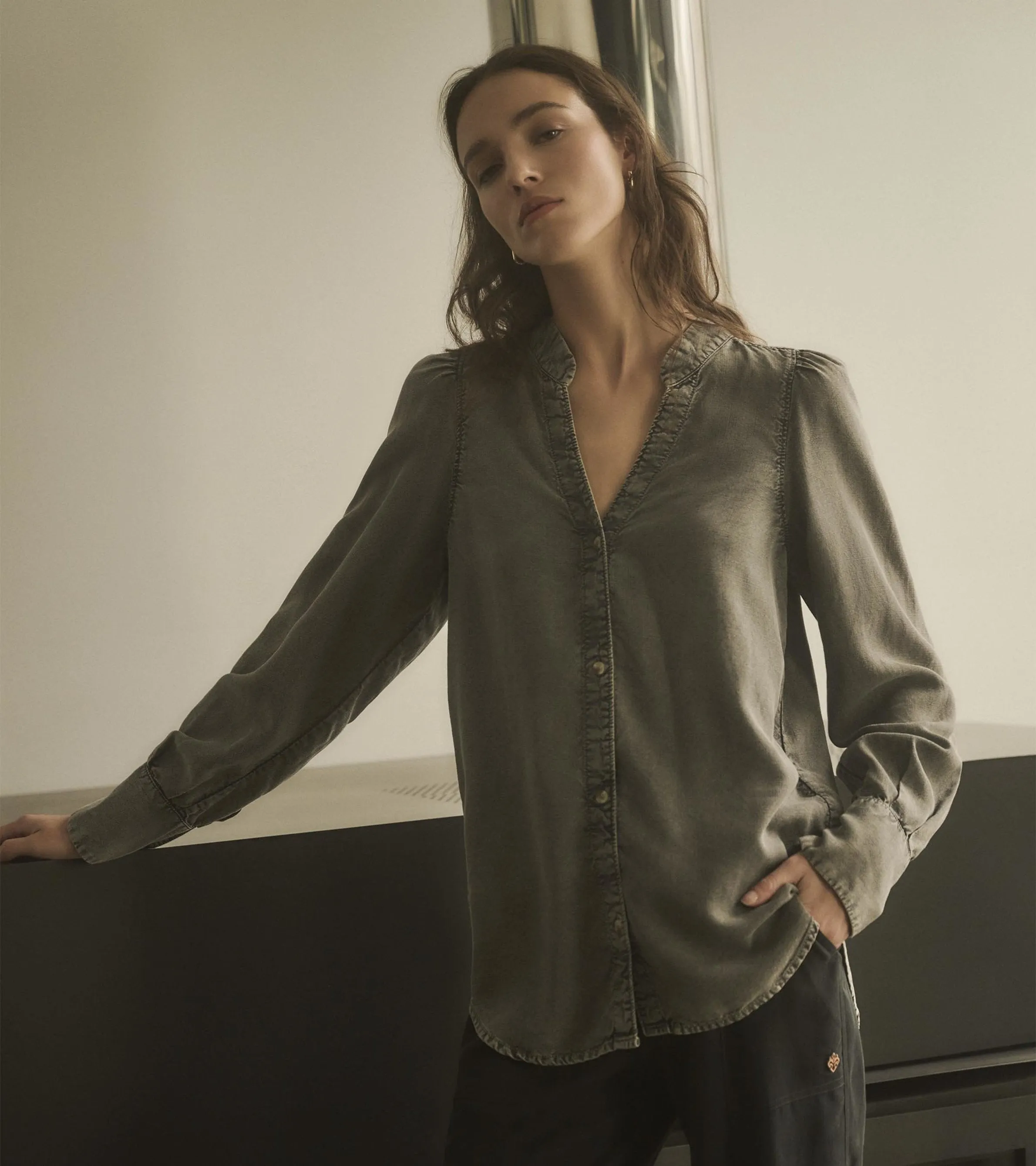 Olivia Blouse - Black Acid Wash -Hatley