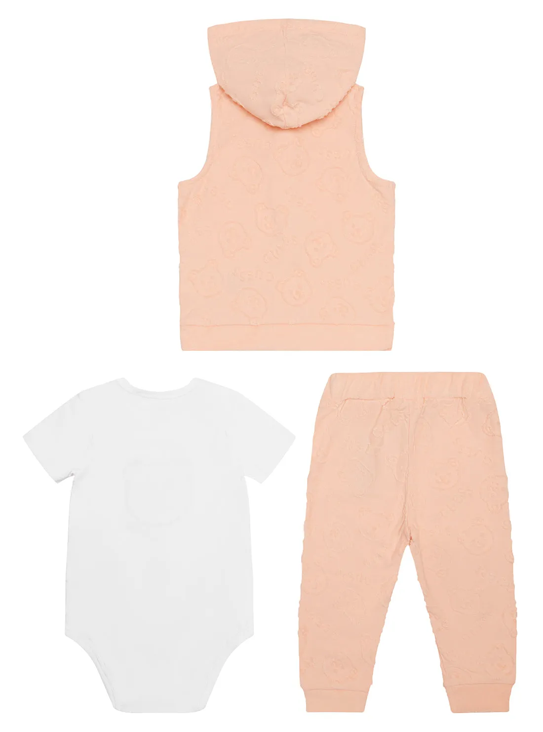 Orange Peach Vest and Pants 3 Piece Set (0-12M) Guess