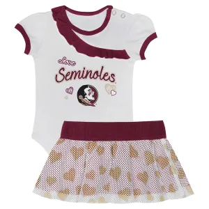Outerstuff Infant Girl's Love Seminoles Design Creeper and Skirt Set - White