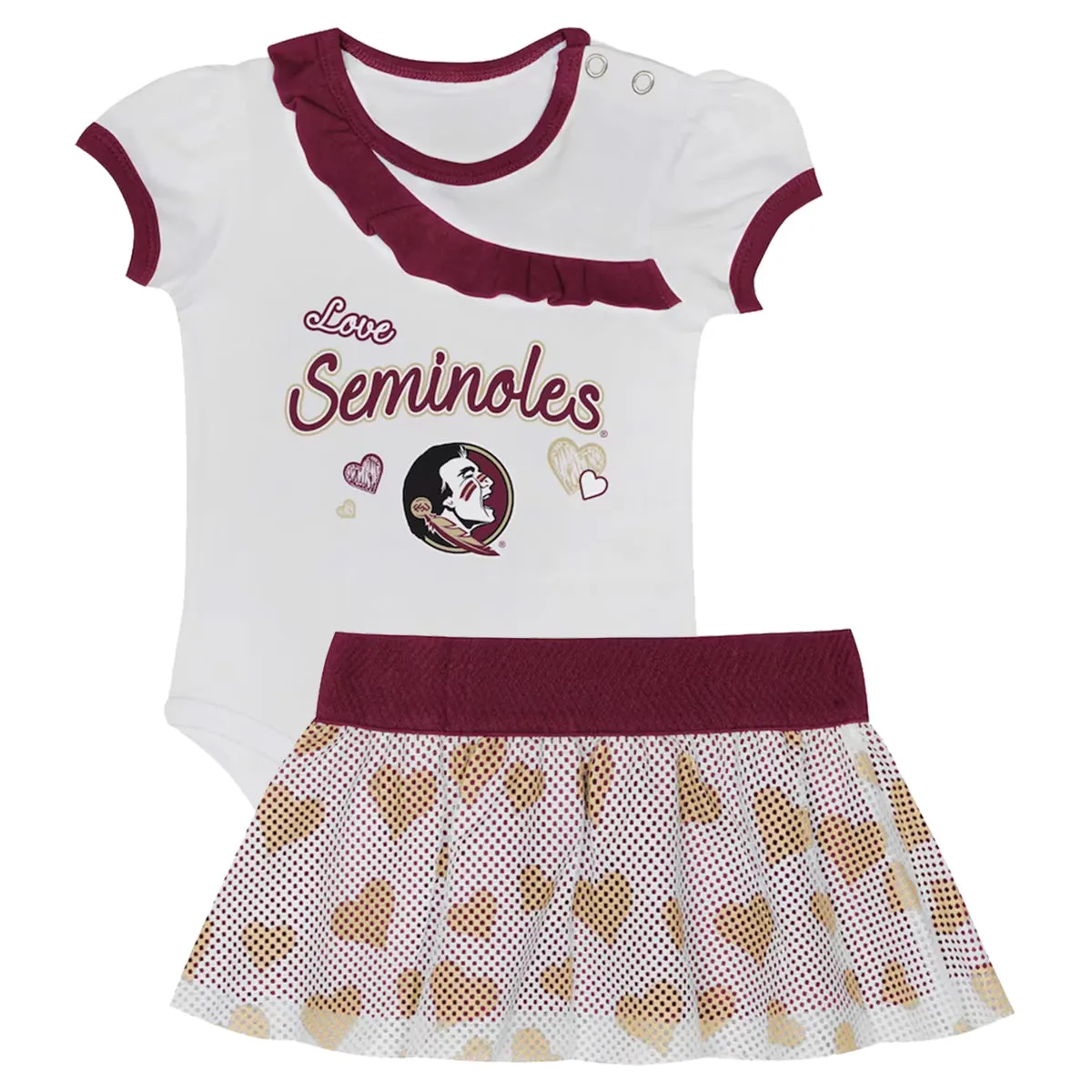Outerstuff Infant Girl's Love Seminoles Design Creeper and Skirt Set - White