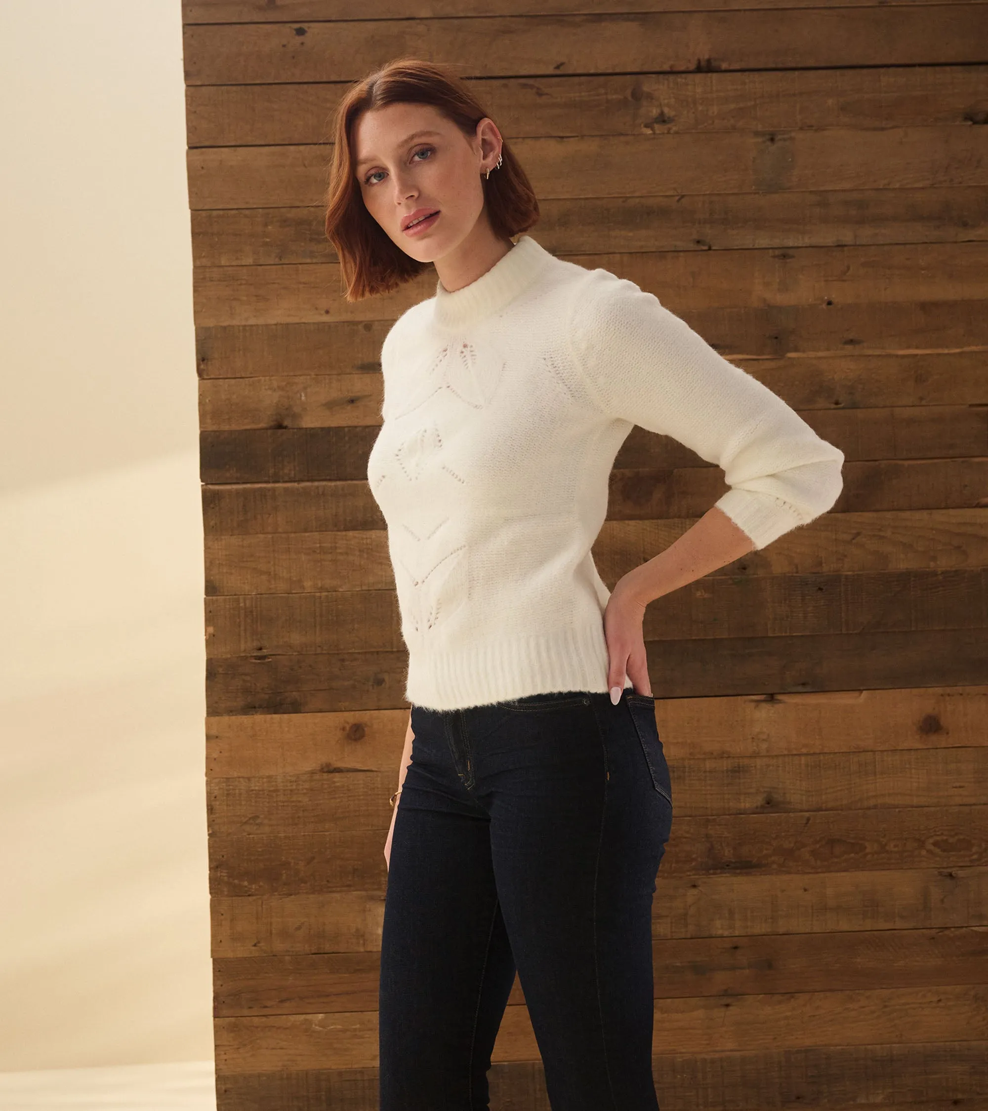 Petal Cable Sweater - Winter White -Hatley