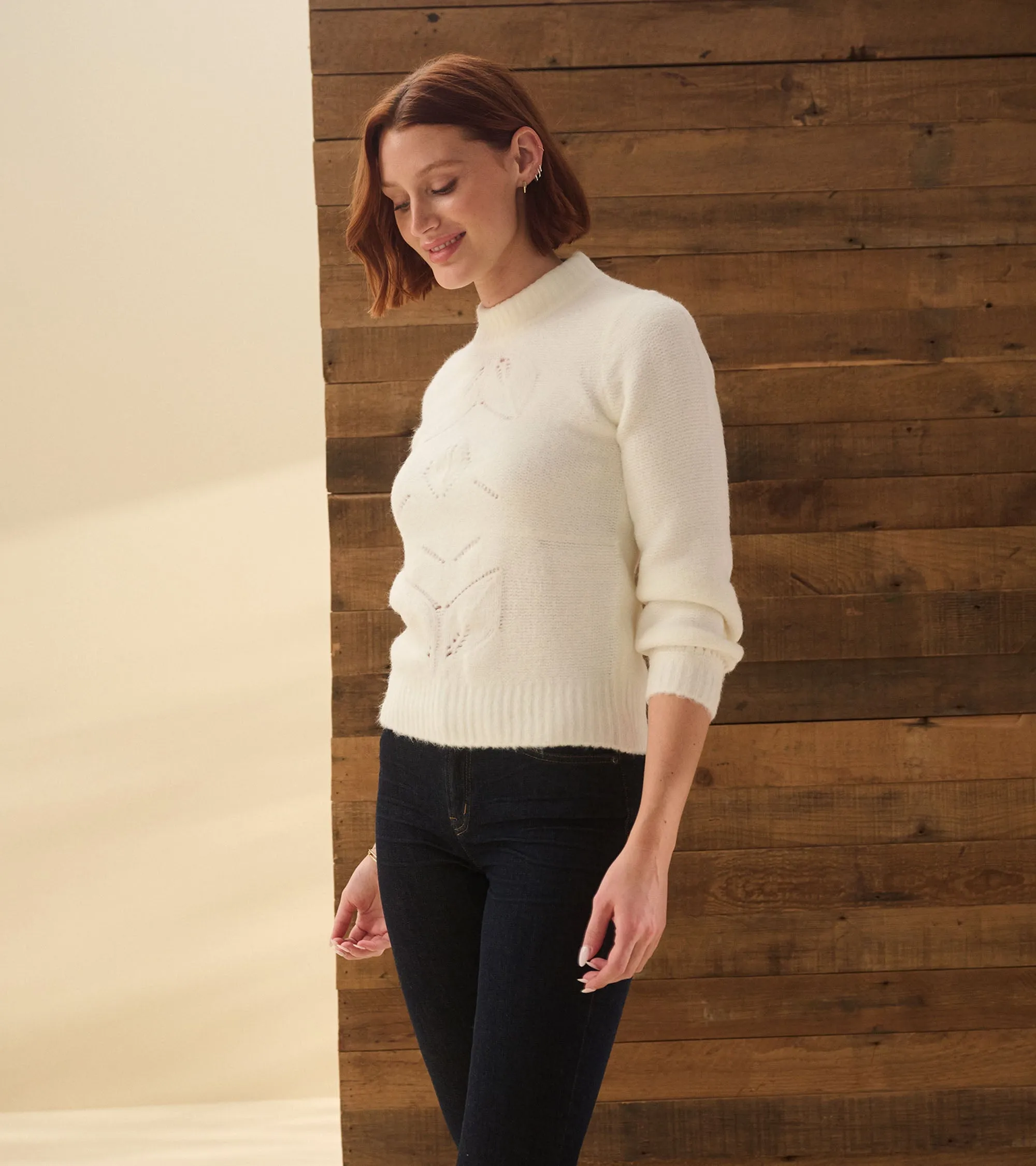 Petal Cable Sweater - Winter White -Hatley