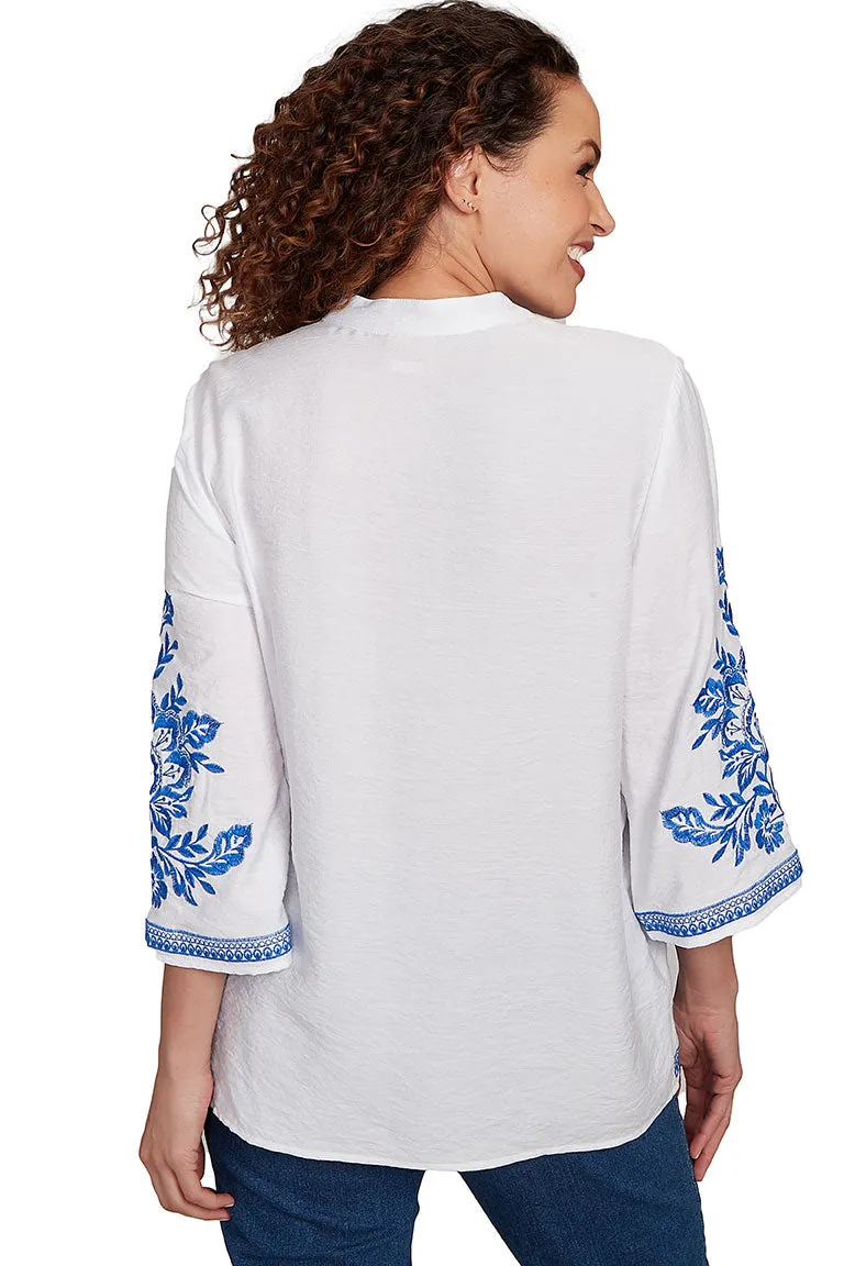 Petite Tinted Tides Damask Bordered Shirt