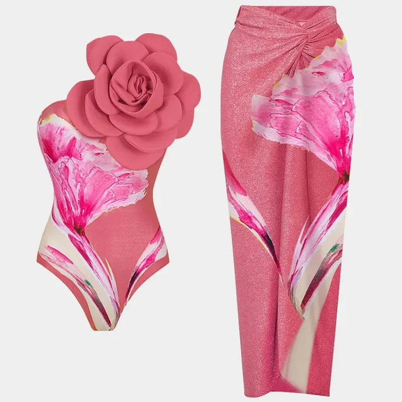 Pink Fashion Floral Print Two Piece Swimwear Anna Kay Co