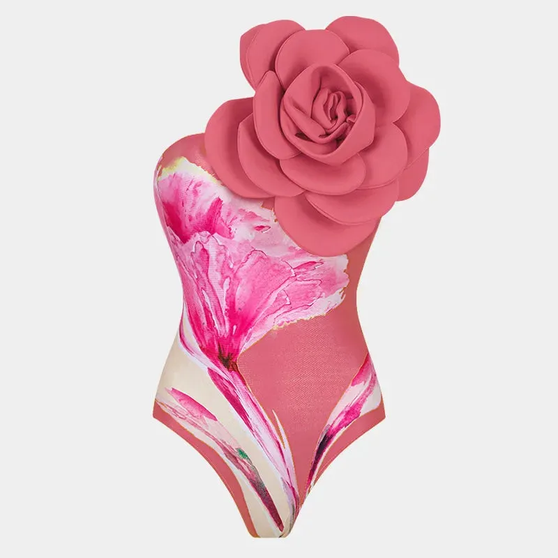 Pink Fashion Floral Print Two Piece Swimwear Anna Kay Co