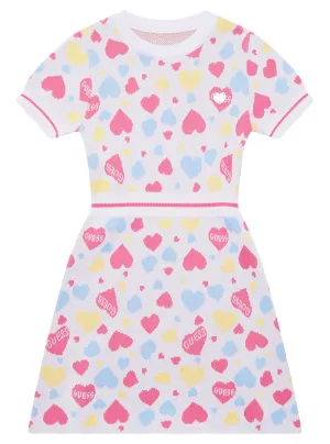 Pink Hearts Knit Dress (2-7) Guess