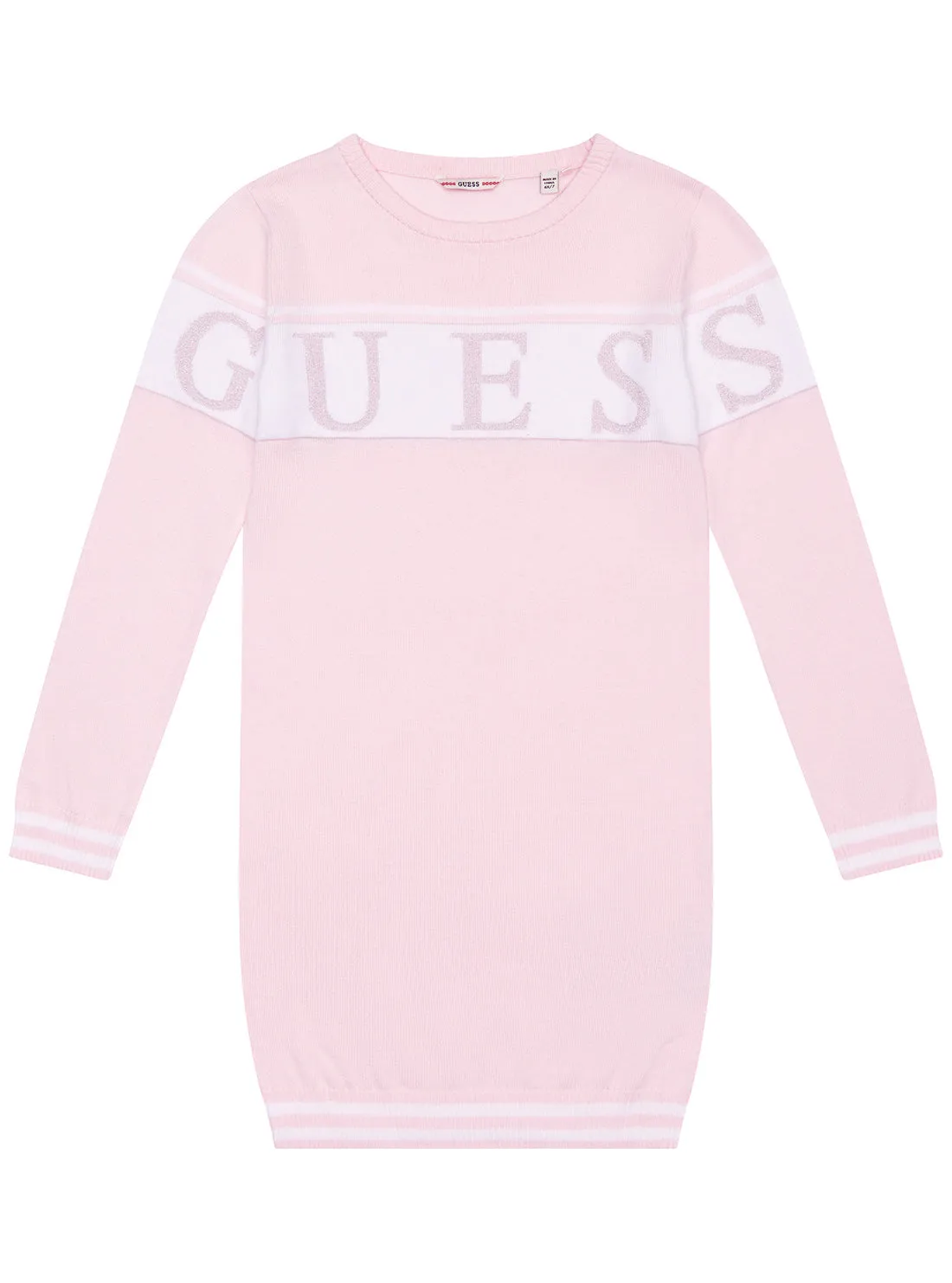 Pink Long Sleeve Knit Dress (2-7) Guess