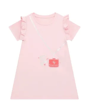Pink Ruffle Short Sleeve Dress (27) Guess