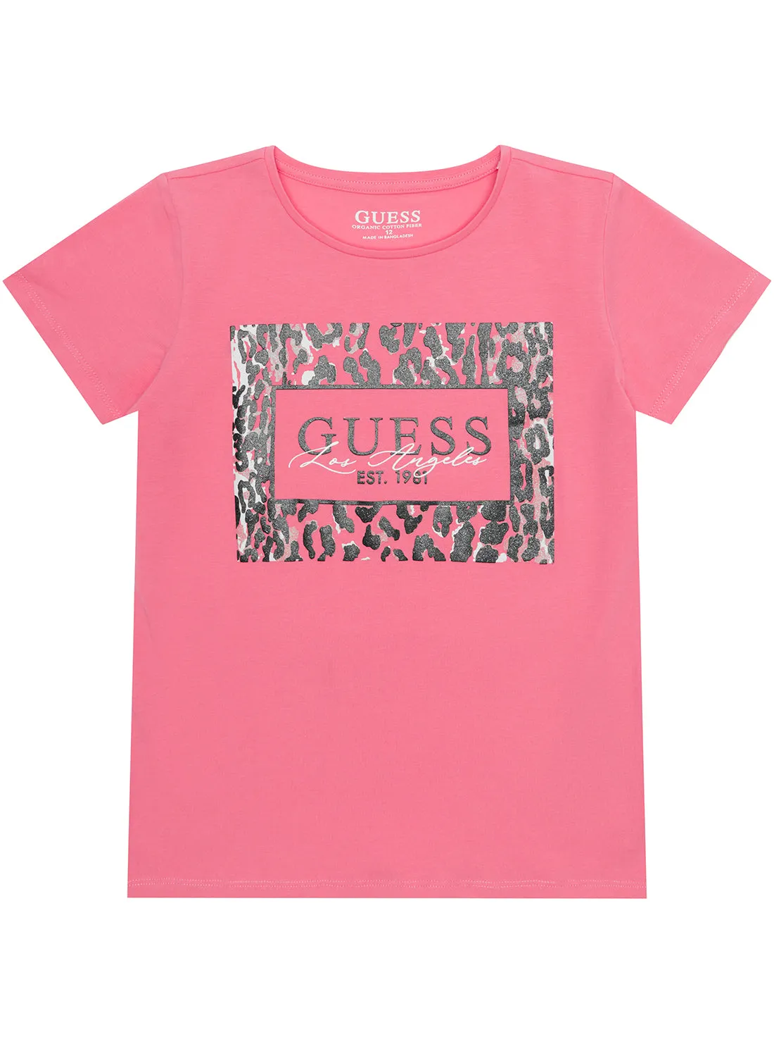 Pink Short Sleeve Glitter T-Shirt Guess