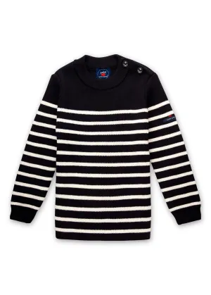 Pull marin ray enfant Moussaillon - en laine mlange (NAVY/ECUME)