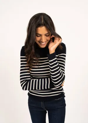 Pull marin ray Mare - en laine mrinos (NAVY/ECUME)