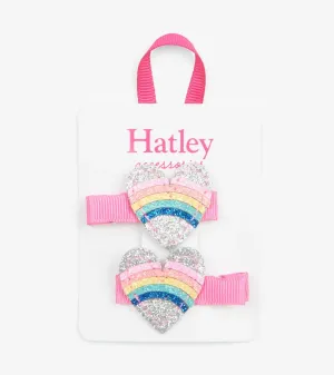 Rainbow Hearts Glitter Hair Clips | Hatley