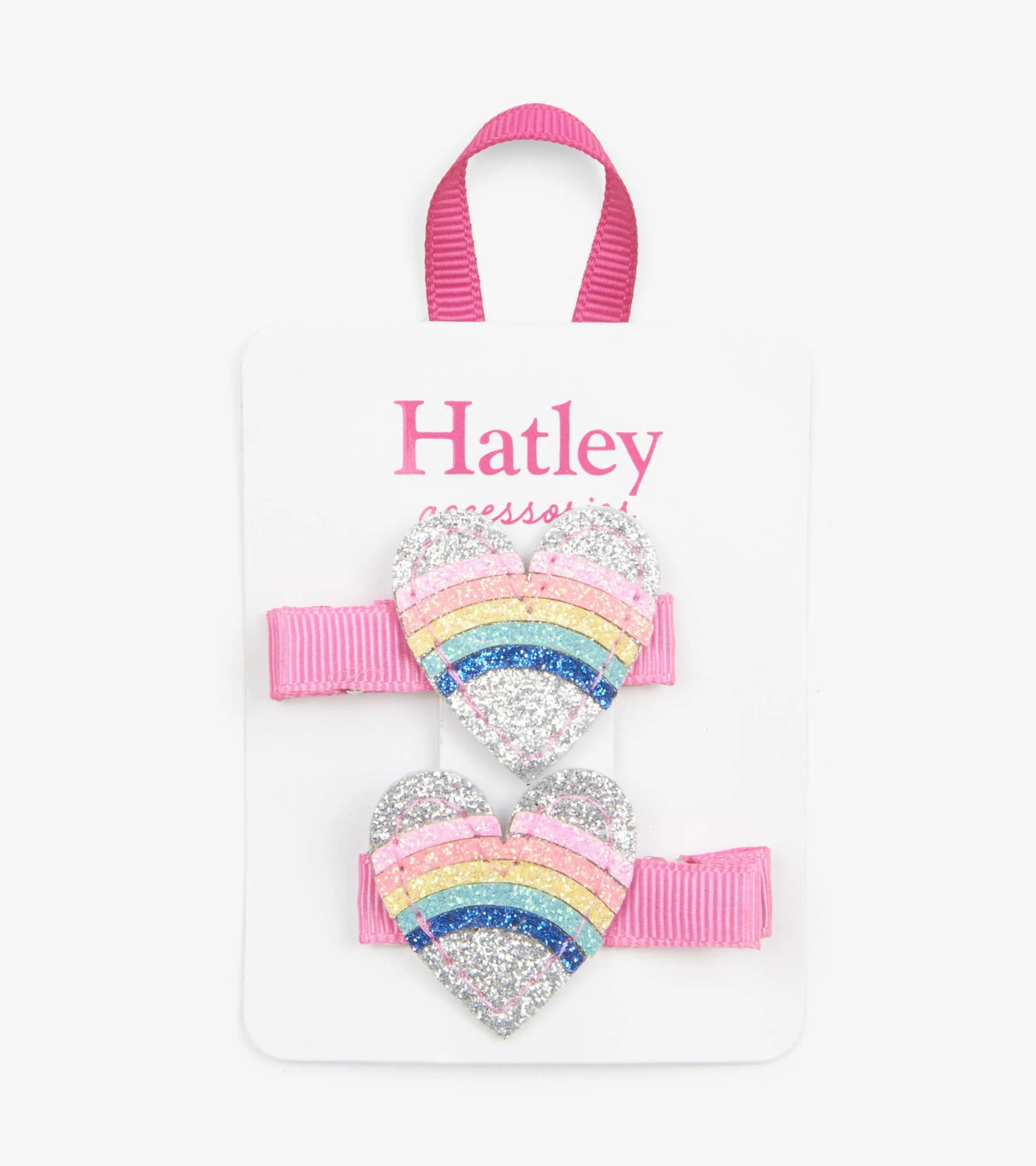 Rainbow Hearts Glitter Hair Clips -Hatley