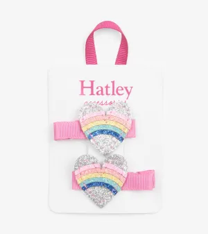 Rainbow Hearts Glitter Hair Clips -Hatley