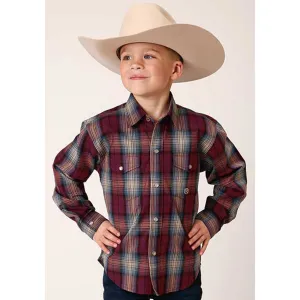 Roper Wine/White/Blue Plaid Snap Shirt