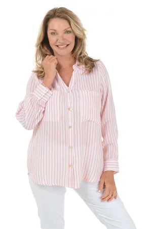Rose Striped Cotton Gauze Shirt