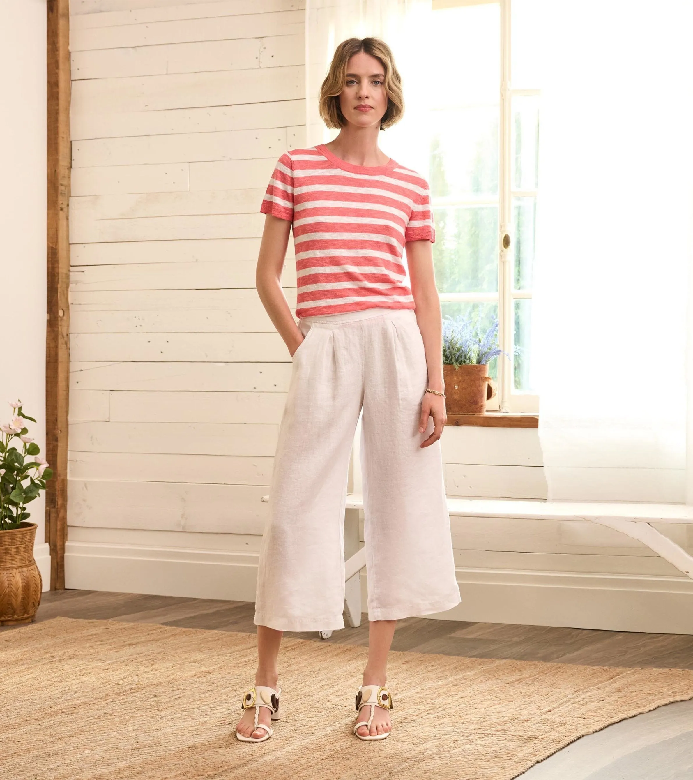 Simone Knit Tee - Coral Stripes -Hatley