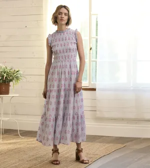 Smocked Maxi Dress - Wildflower Seersucker -Hatley