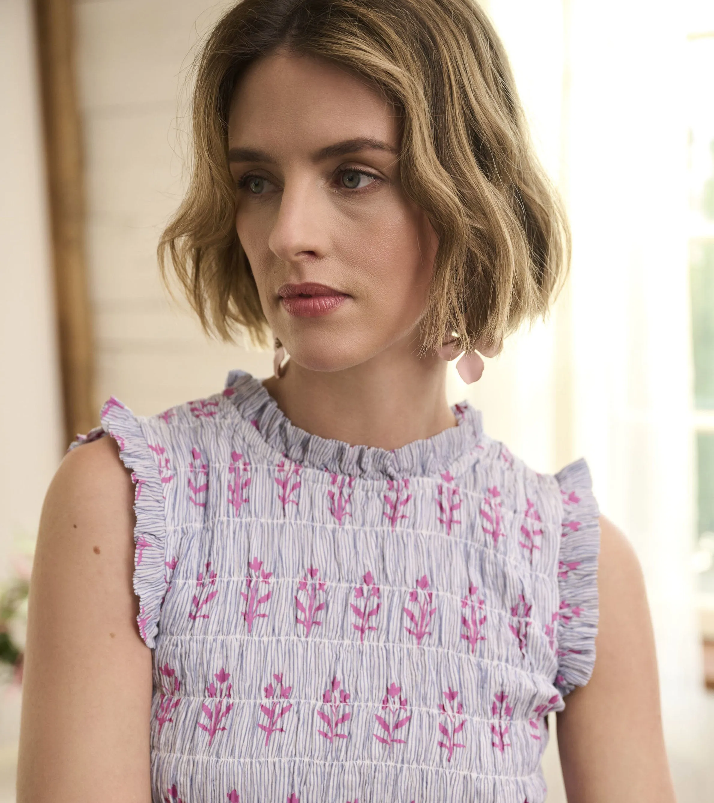 Smocked Maxi Dress - Wildflower Seersucker -Hatley