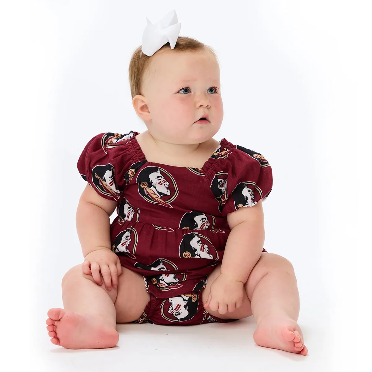 Stewart Simmons Infant Seminole Logo Pattern Puff Sleeve Onesie - Garnet