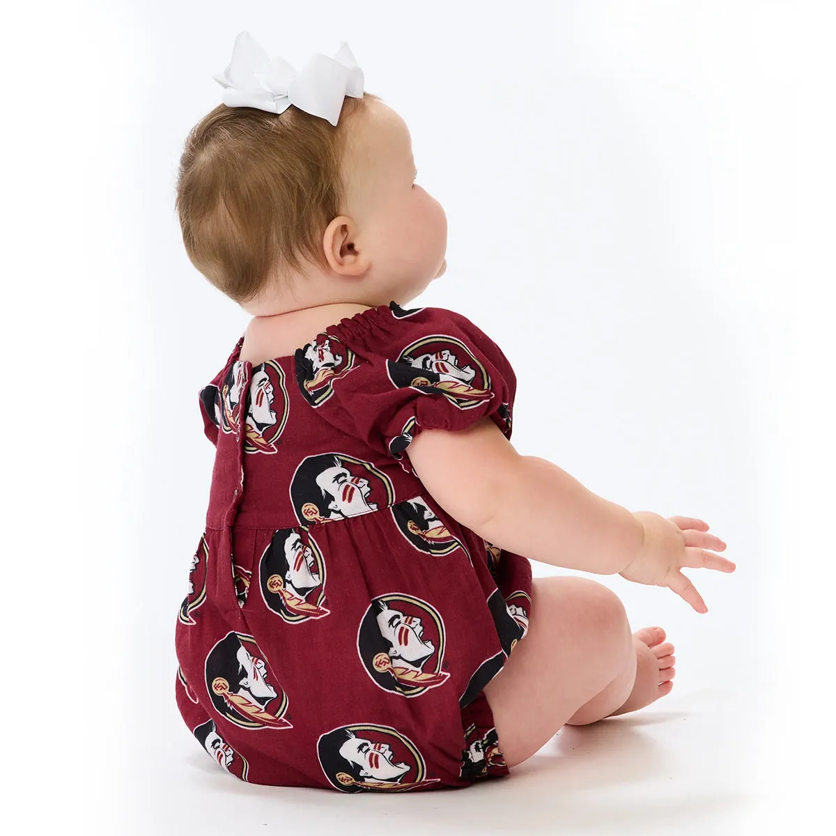 Stewart Simmons Infant Seminole Logo Pattern Puff Sleeve Onesie - Garnet