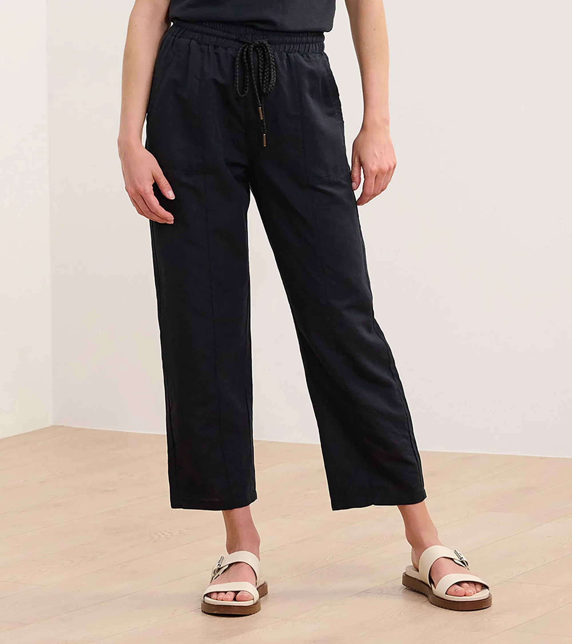 Straight Leg Linen Pants - Black -Hatley