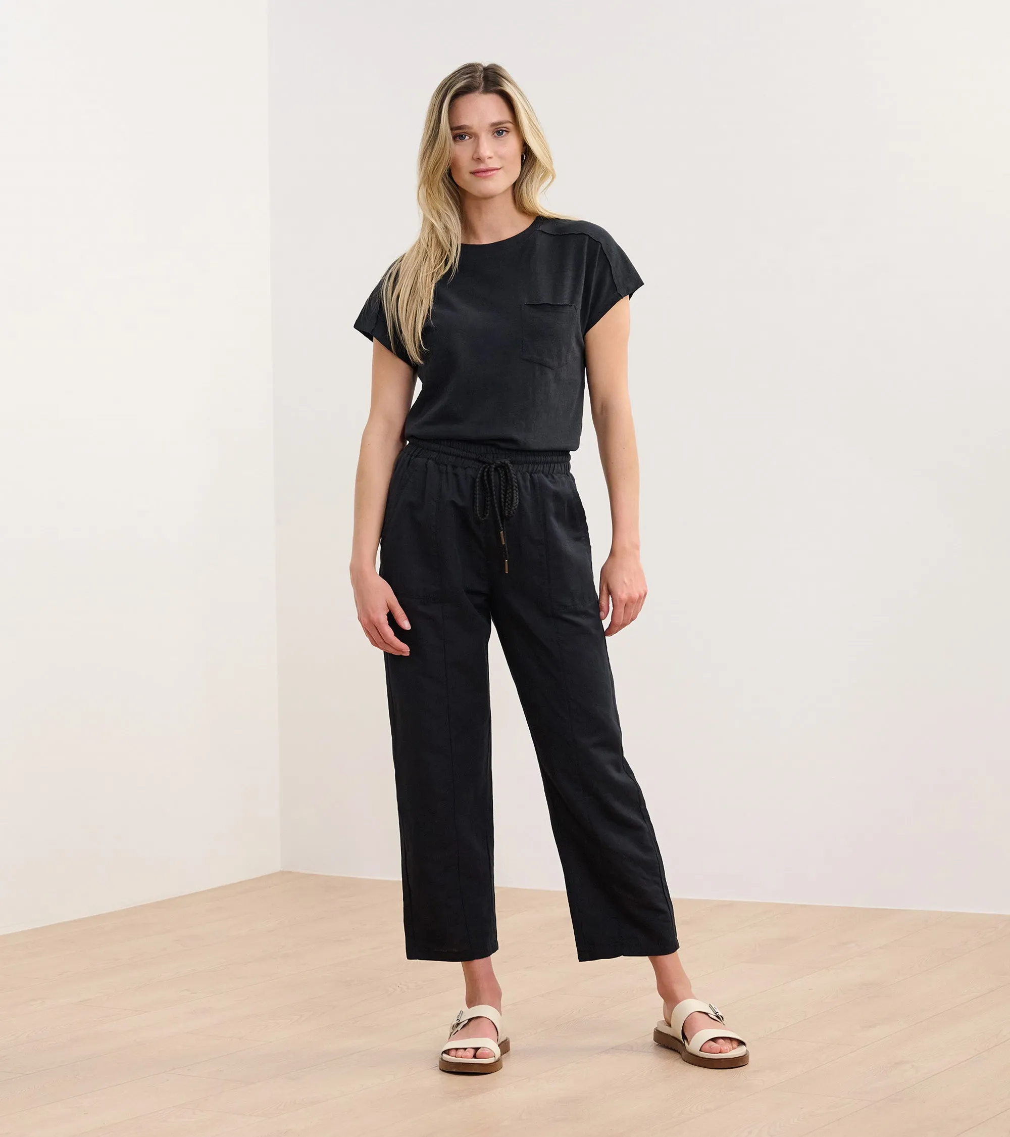 Straight Leg Linen Pants - Black -Hatley
