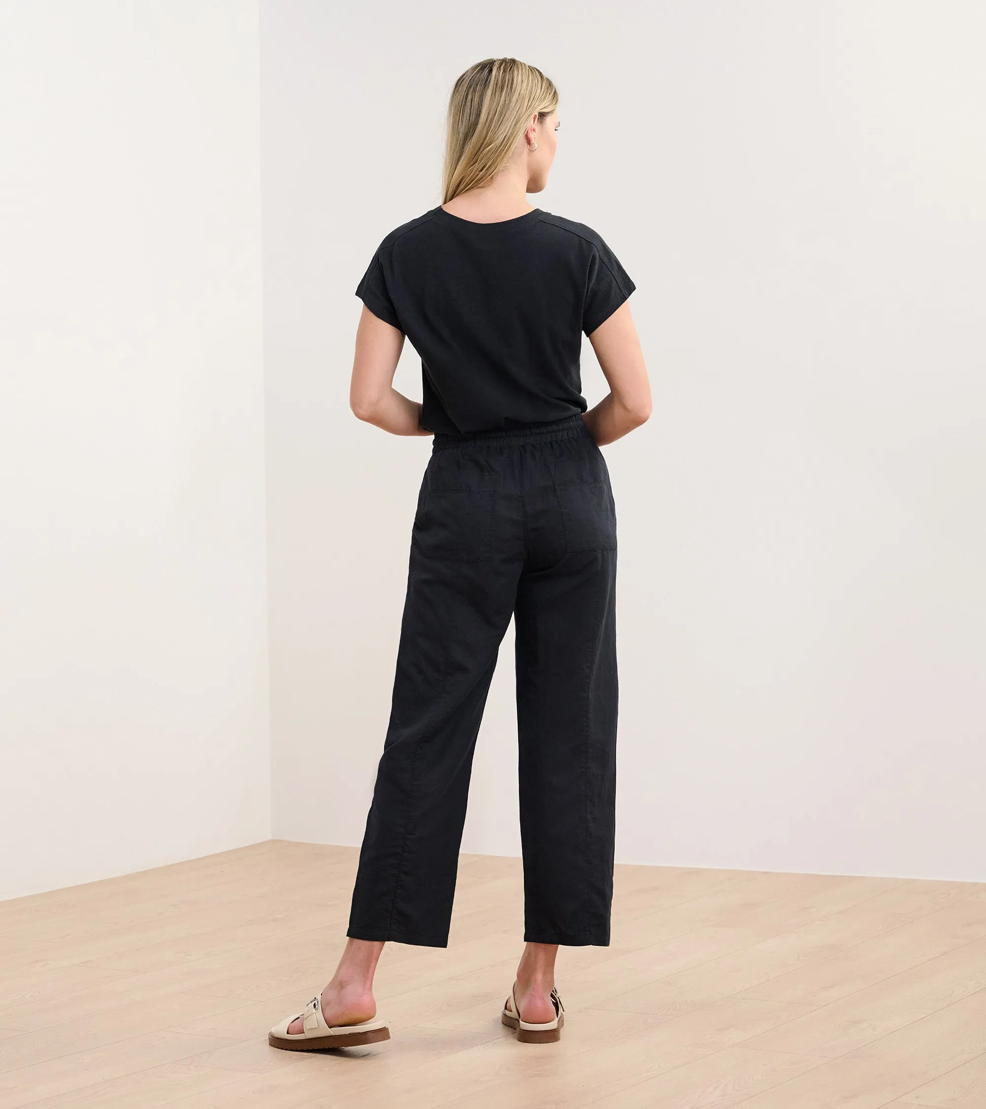 Straight Leg Linen Pants - Black -Hatley