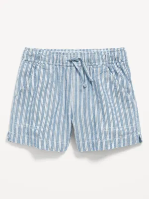 Striped Linen-Blend Drawstring Shorts for Girls