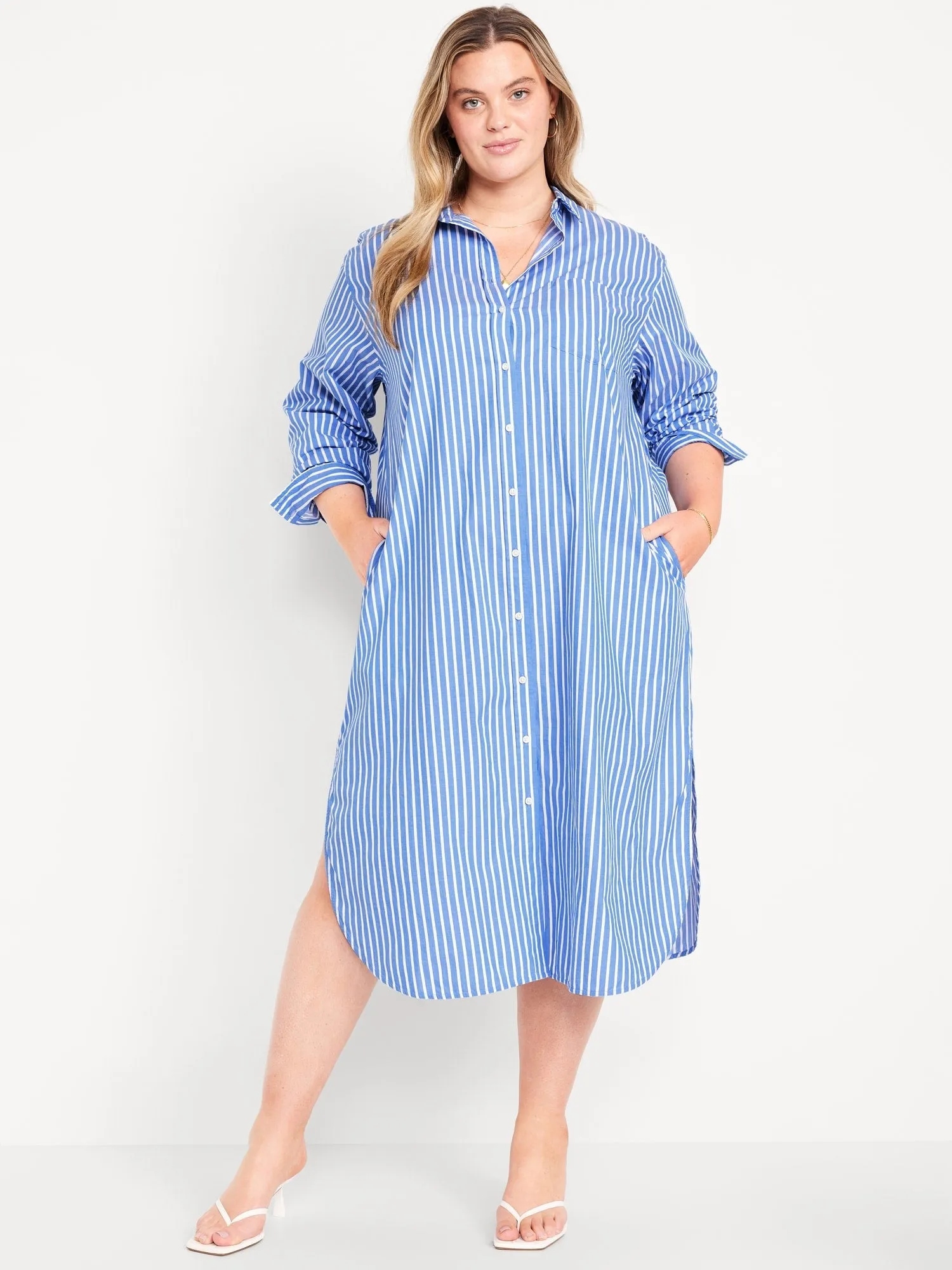 Striped Midi Shirt Dress