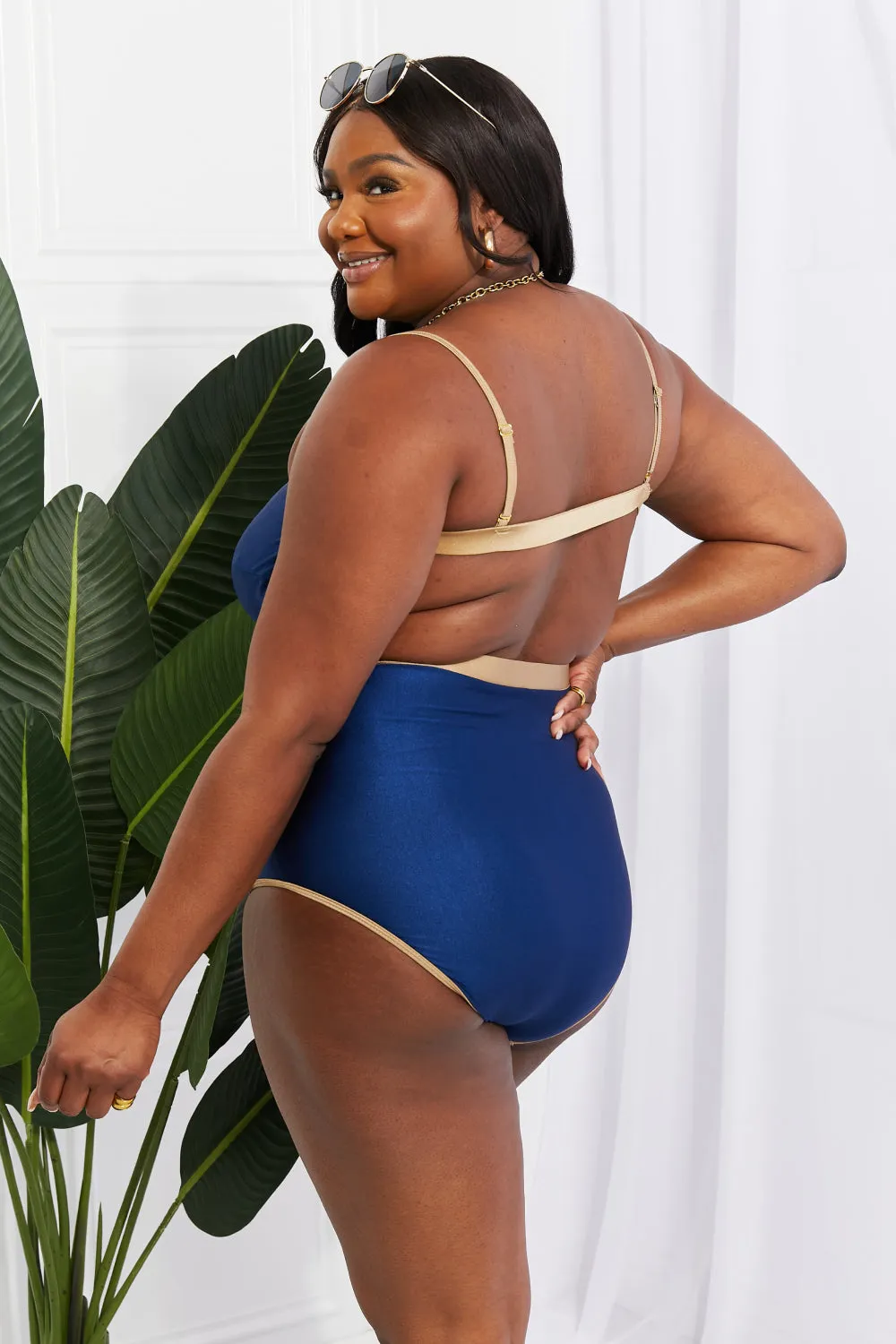 Swim Wave Break Contrast Trim One-Piece Anna Kay Co