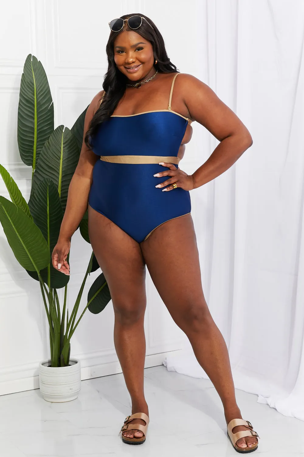 Swim Wave Break Contrast Trim One-Piece Anna Kay Co