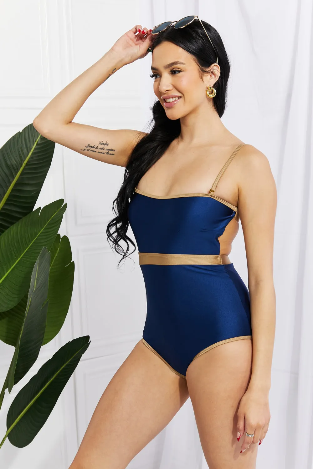 Swim Wave Break Contrast Trim One-Piece Anna Kay Co