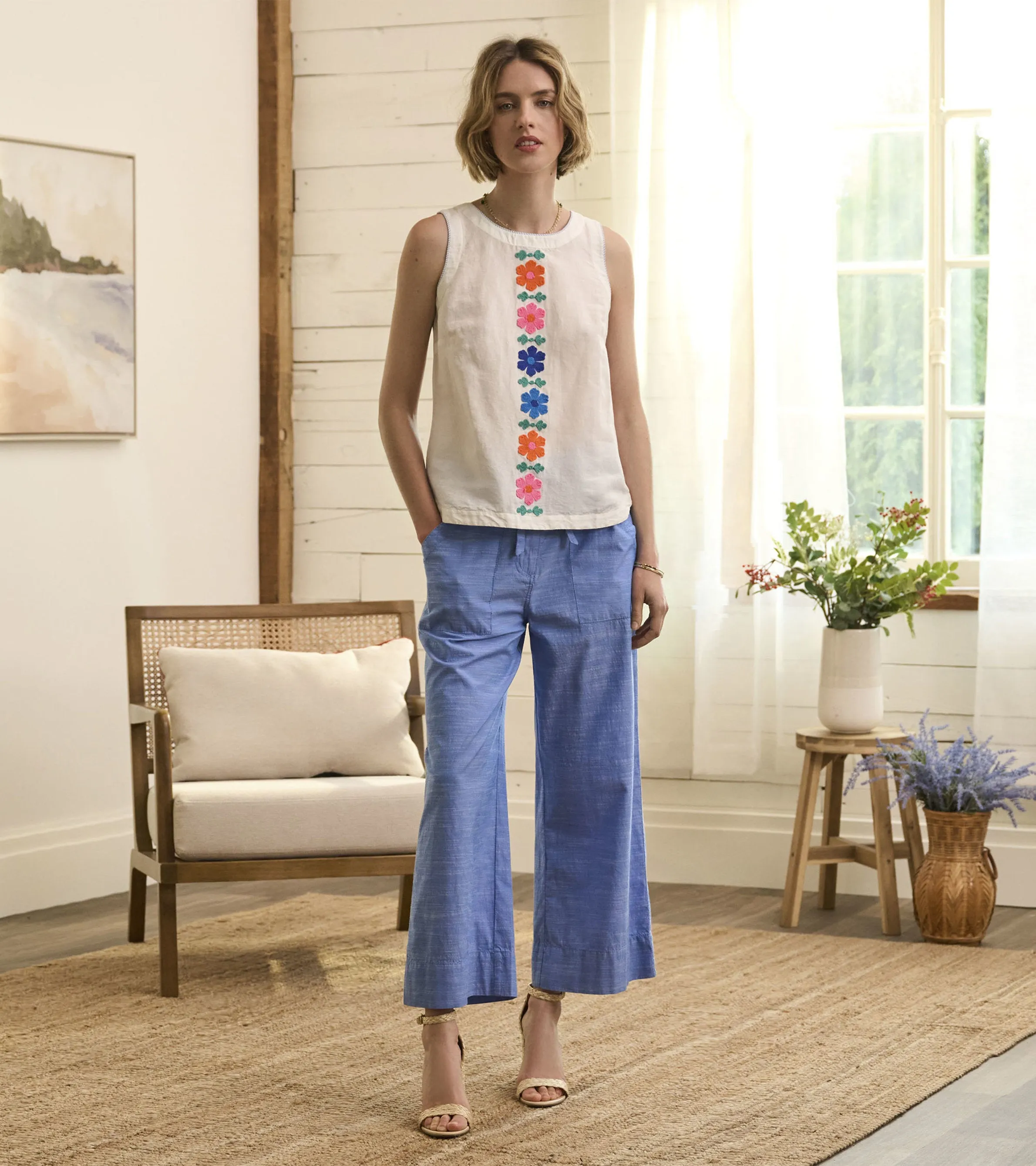 Tessa Tank Top - Embroidered Flowers -Hatley