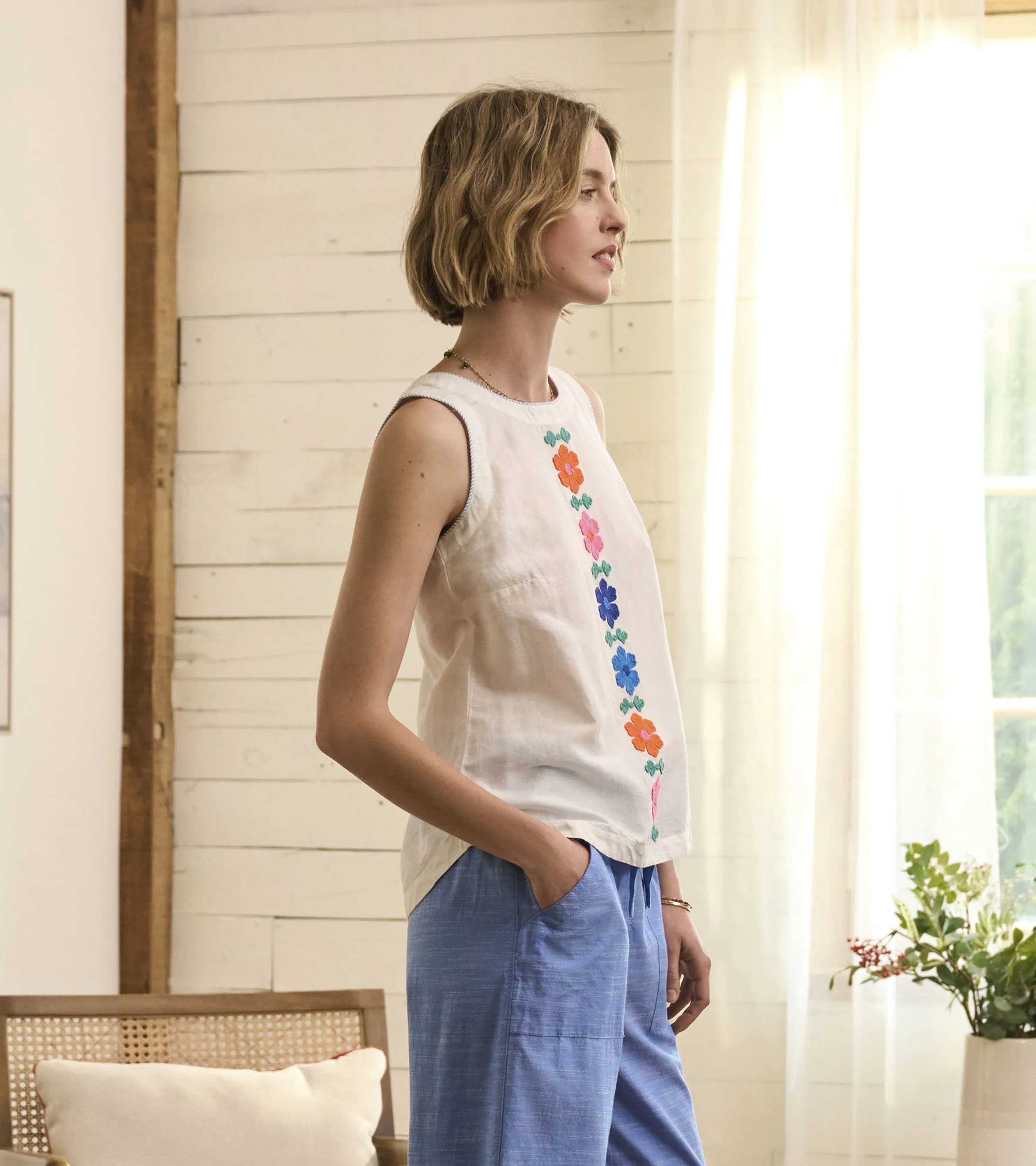 Tessa Tank Top - Embroidered Flowers -Hatley